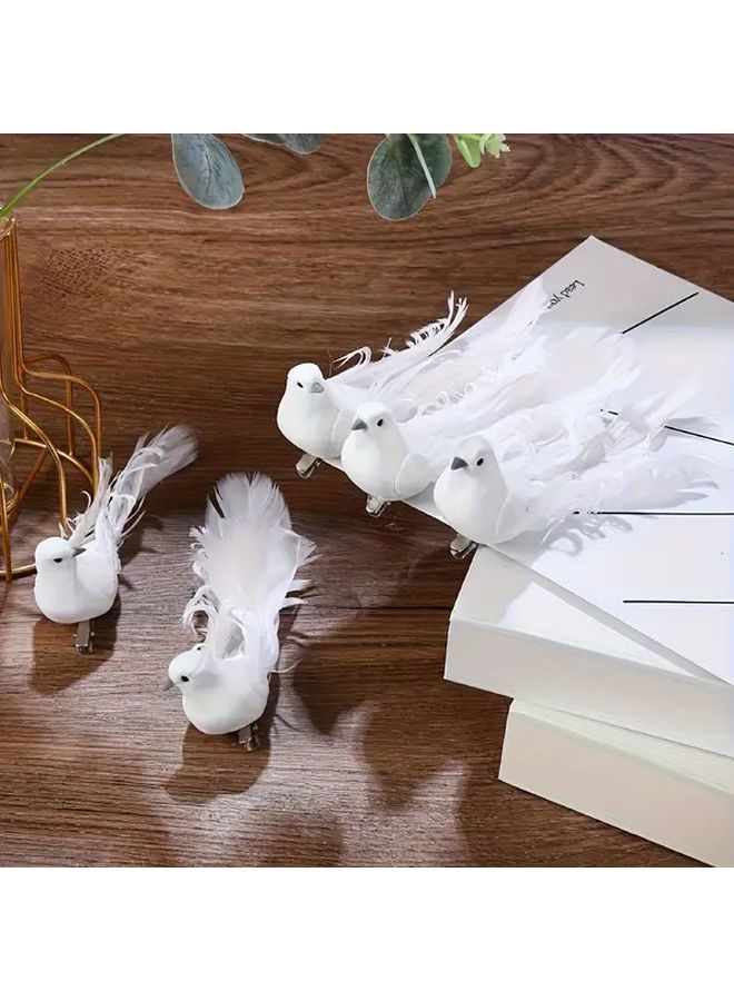 White Dove Bird Figurine Statue 4pcs Home Decor Outdoor Garden Photography Prop - Image 1